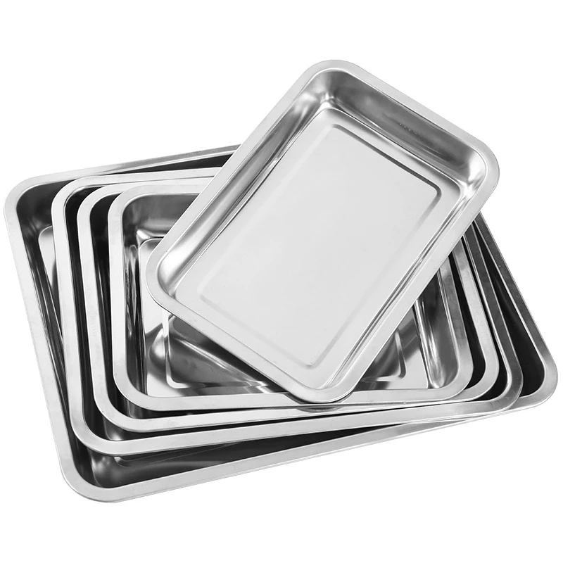 S/L Dental Surgical Tray Square Sterilization Tray Stainless Steel Surgical Medical Storage Lab