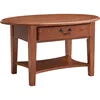 Haven Ridge One Drawer Solid Wood Oval Coffee Table with Shelf, Medium Oak Brown 6