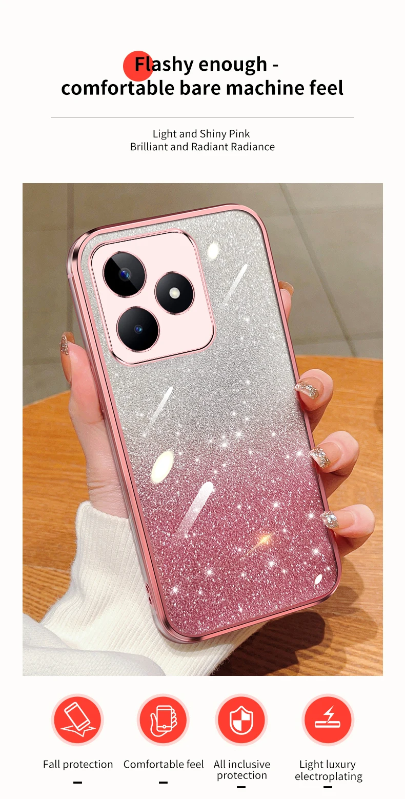 Coque de téléphone avec support à paillettes, ours mouvant, C 53 15 55 35, pour Oppo Realme C55 C53 C11 C31 C35 C17 C20 C30 C15, housse de support V_voghion.com
