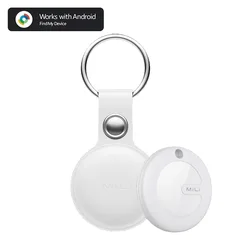 Universal Smart Tracker for Keys, Bags, and Wallets - Global Tracking with Dedicated App Support (White Leather Case)