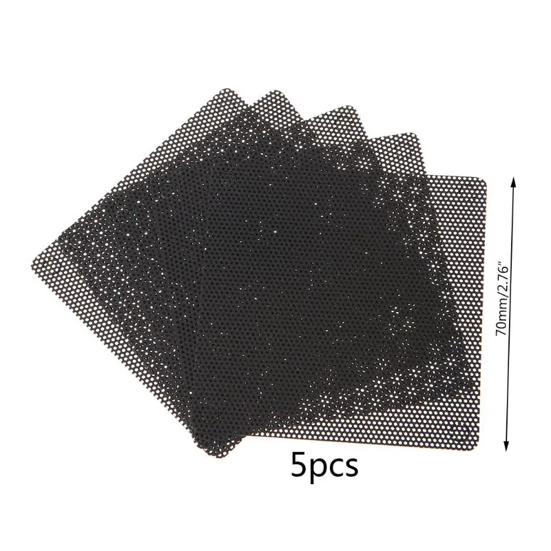 5 Pack PVC Fan Dust Filter PC Dustproof for Case Cuttable Computer 70mm Mesh Bla P9JB