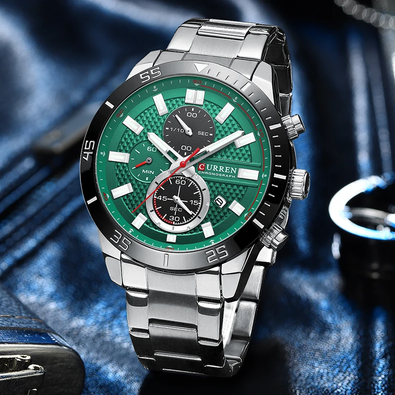 

CURREN Top Luxury Brand Watches for Man Fashion Sport Chronograph Quartz Wristwatches Stainless Steel Band Waterproof Male Clock