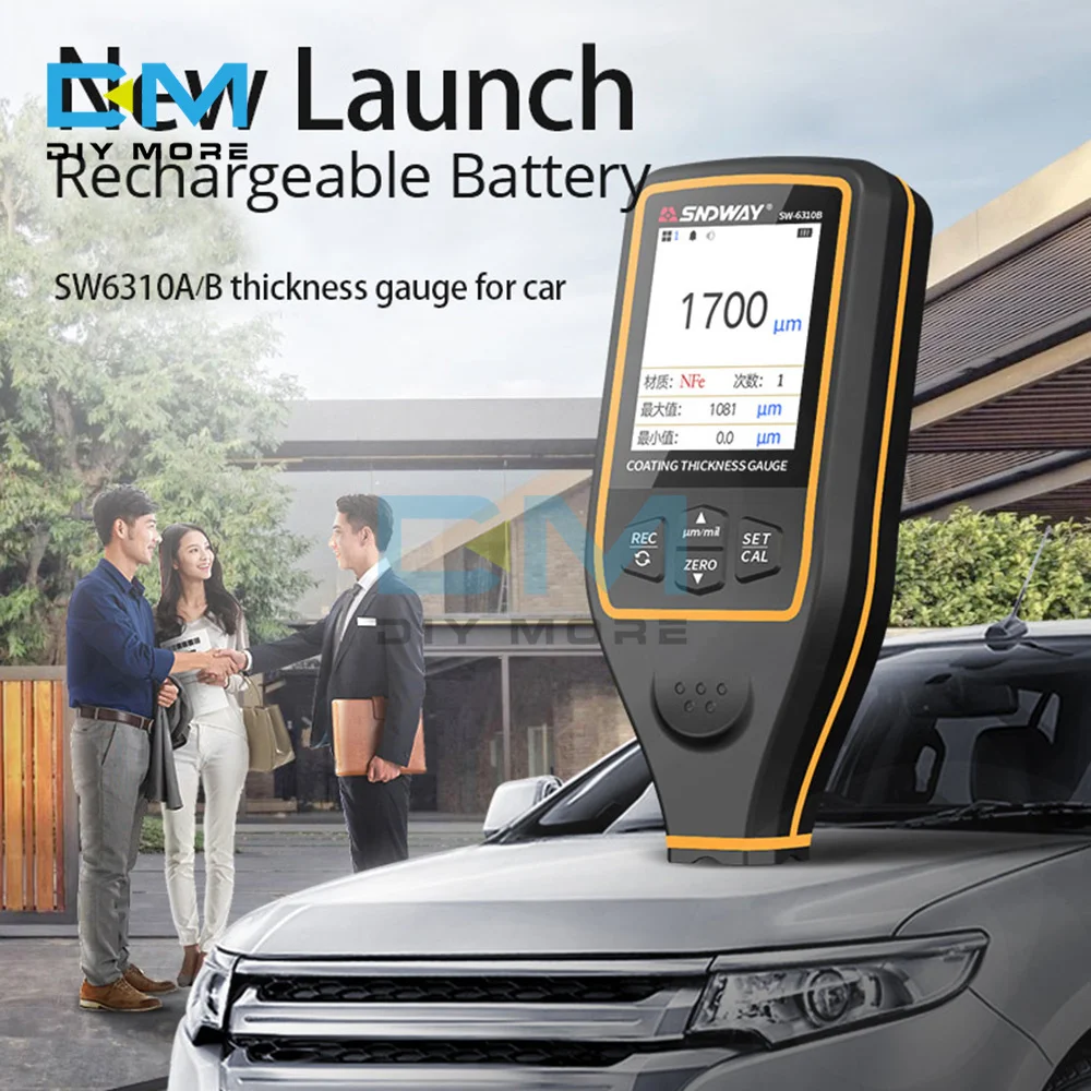 

SW-6310A Thickness Gauge Car Paint Gauge 0-1700um Digital LED Screen Fe/NFe Automobile Paint Coating Meter