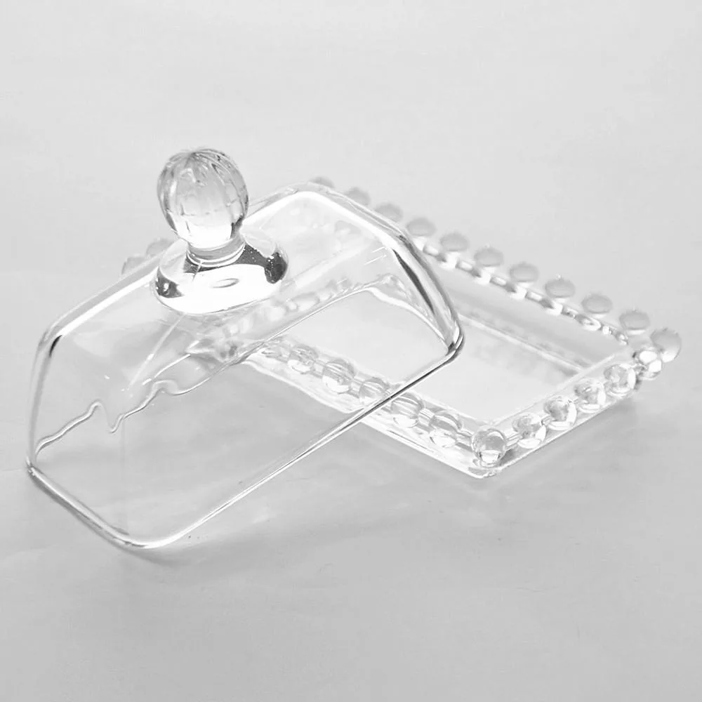 6.5inch Glass Butter Dish with Lid Butter Keeper Holder Tray Container Kitchen Accessory