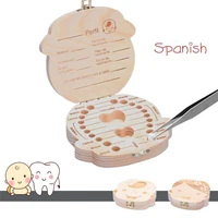 Boîte à dents de bébé en bois espagnol, 1 pièce, organisateur de dents de lait pour enfants, rangement de Souvenirs pour bébés garçons et filles, cadeaux souvenirs 2