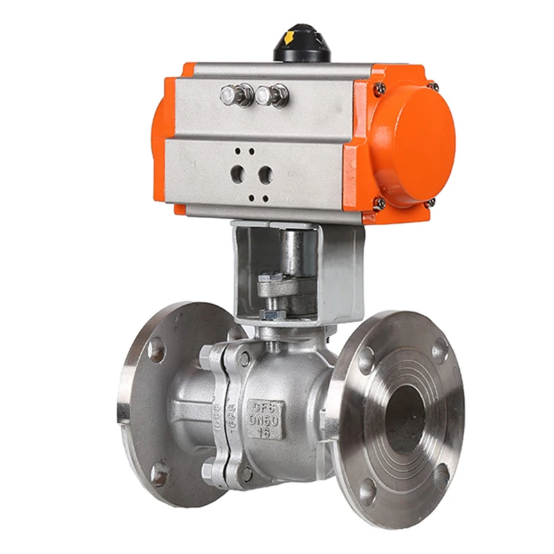 

DN65 304 Stainless Steel Flanged Pneumatic Ball Valve Single Acting Cylinder High Temperature Steam Flange Ball Valves