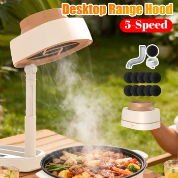 USB Rechargeable Desktop Mini Range Hood Foldable 5 Speed Suction Portable Tabletop Exhaust Fan for Hot Pot BBQ Apartment Use 1