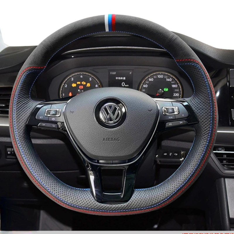 

Чехол на руль для VOLKSWAGEN Lamando Magotan CC Lavida Golf Passat Сделай Сам под заказ кожа замша углеродное волокно ручная работа