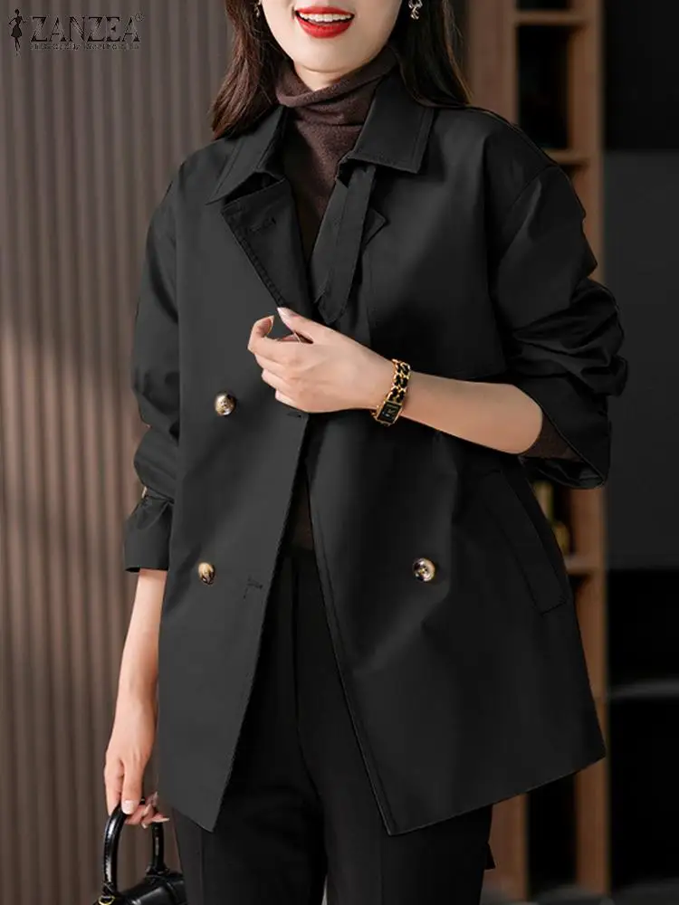 

ZANZEA Autumn Elegant Solid Coats Woman Fashion OL Work Jackets Vintage Flare Sleeve Windbreak Female Casual Party Outwear 2023