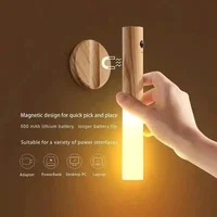 Motion Sensor LED Night Light Rechargeable Human Body Induction Wall Light Wood Grain Designed Lamp For Bedroom Stair Lighting 1