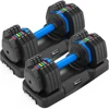 Adjustable Dumbbell - 55lb X2 Set of 2 Anti-Slip Handle Fast Adjust Weight By Turning Handle Tray Exercise Fitness Dumbbell 1