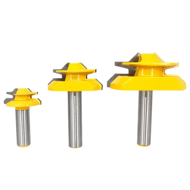 

3 шт., 1/4 дюйма хвостовик, 45 градусов, угловой замок, набор фрез, соединительные фрезы, фреза, деревообрабатывающий режущий инструмент