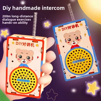 Children's walkie-talkie science experiment science education wooden technology small creation 200-meter wireless paging toy 1