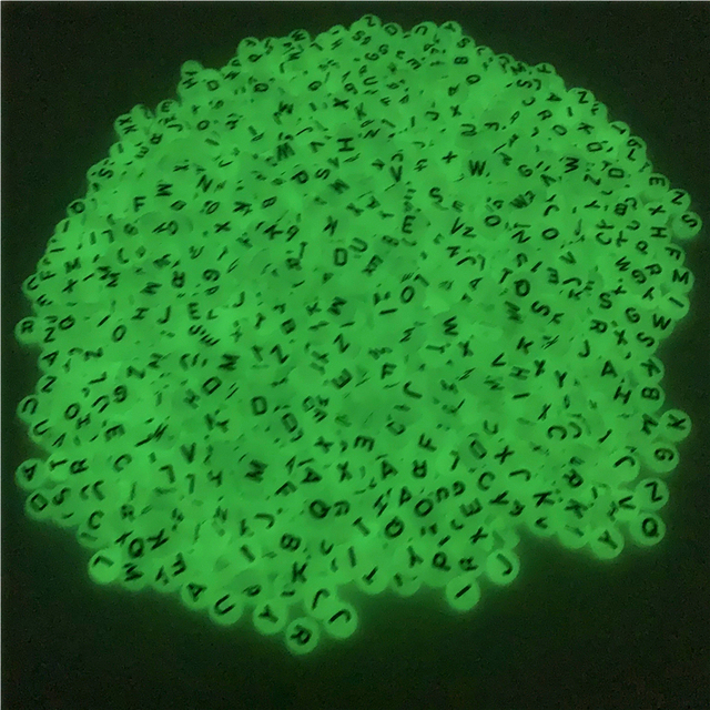 7mm Luminous Letter Beads Alphabet Acrylic Spaced Beads For Jewelry Making DIY Charms Bracelet Necklac