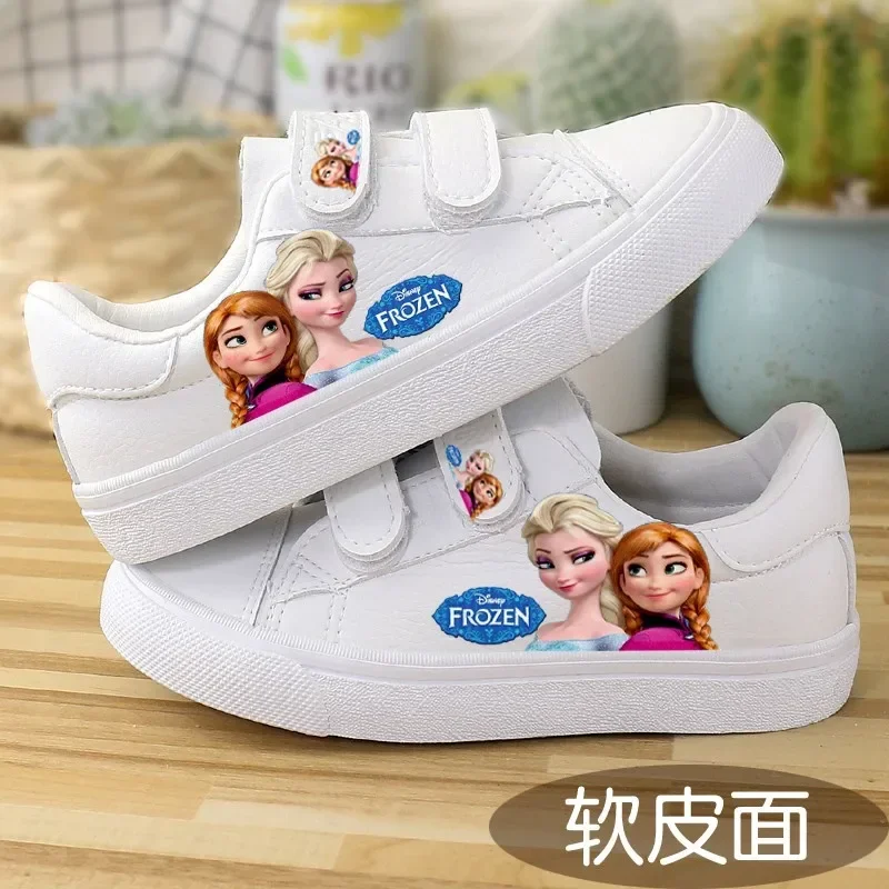 Disney Children's Canvas Shoes frozen elsa Low top Girls sport Shoes PU Autumn Breathable Non slip Casual baby shoes children sports shoes