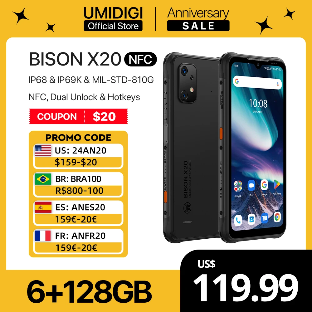 LYZXMY Cover In Silicone Morbido Nera + Pellicola In Vetro Temperato Per UMIDIGI Bison X20 (6,53'') – Custodia Protettiva TPU E Protezione Schermo