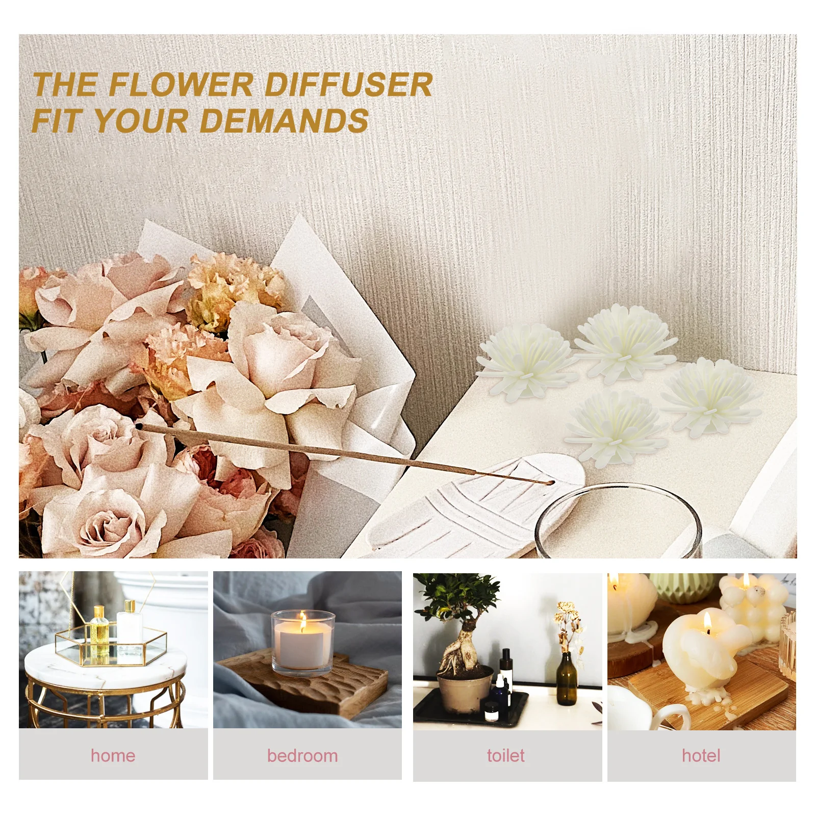 100 Pcs Aromatherapy Flowers Desk Air Freshener Small Artificial Plants Essential Oil Diffusers for Office Bathroom Lasting