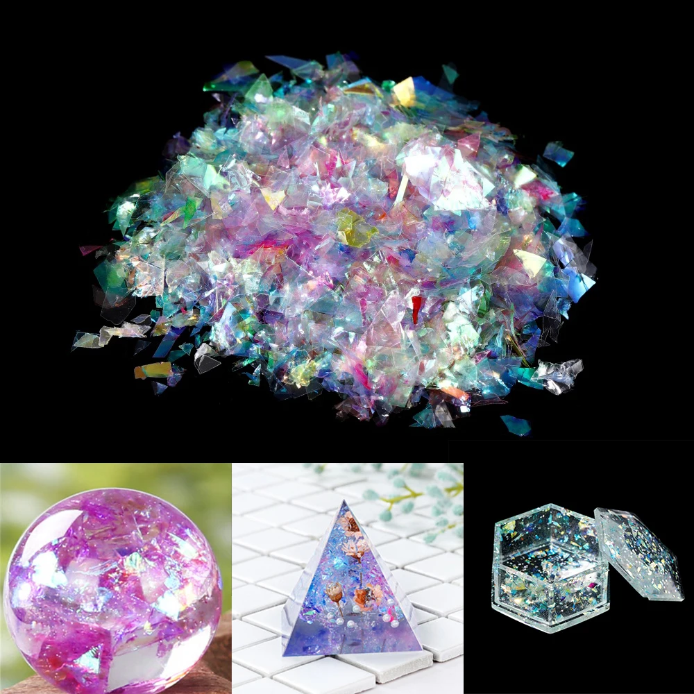 20g/bag Irregular Shell Paper Sequin Laser Film Foil Resin Stuff Rainbow Stickers For DIY Epoxy Silicone Mold Nail Art Supplies |