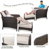 Piece Patio Conversation Set, PE Wicker Rattan Outdoor Lounge Chairs with Soft Cushions 2 Ottoman&Glass Table, Garden Sofas 5