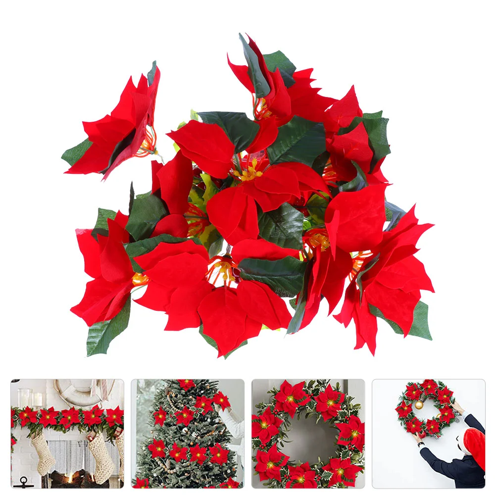 

Xmas Flower Garland Poinsettia String Lights Outdoor Pendant Festival Party Decor