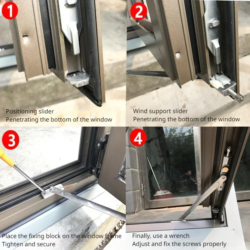 12-inch European Style Stainless Steel Windshield Limiter Fixed Windshield Bracket for Household Use No Need for Punching
