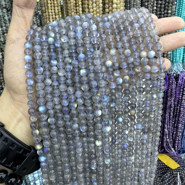 Labrumen gris naturel, perles rondes lisses polies de qualité A pour bijoux, bracelets de direction, accessoires de collier 1