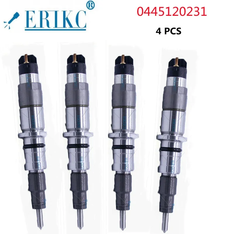 

ERIKC 4 Pcs 0445120231 Diesel Common Rail Injector 0 445 120 231 FOR CUMMINS 5263262 Genuine PC200-8 S6D107