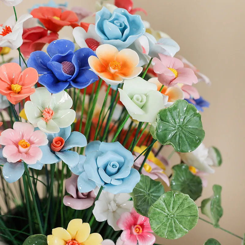 5X Künstliche Blume Keramik Handgemachte Gefälschte Blume Kreative Kunst Floral Home Decor Party Hochzeit Garten Decor Valentinstag Prop – Detail 10