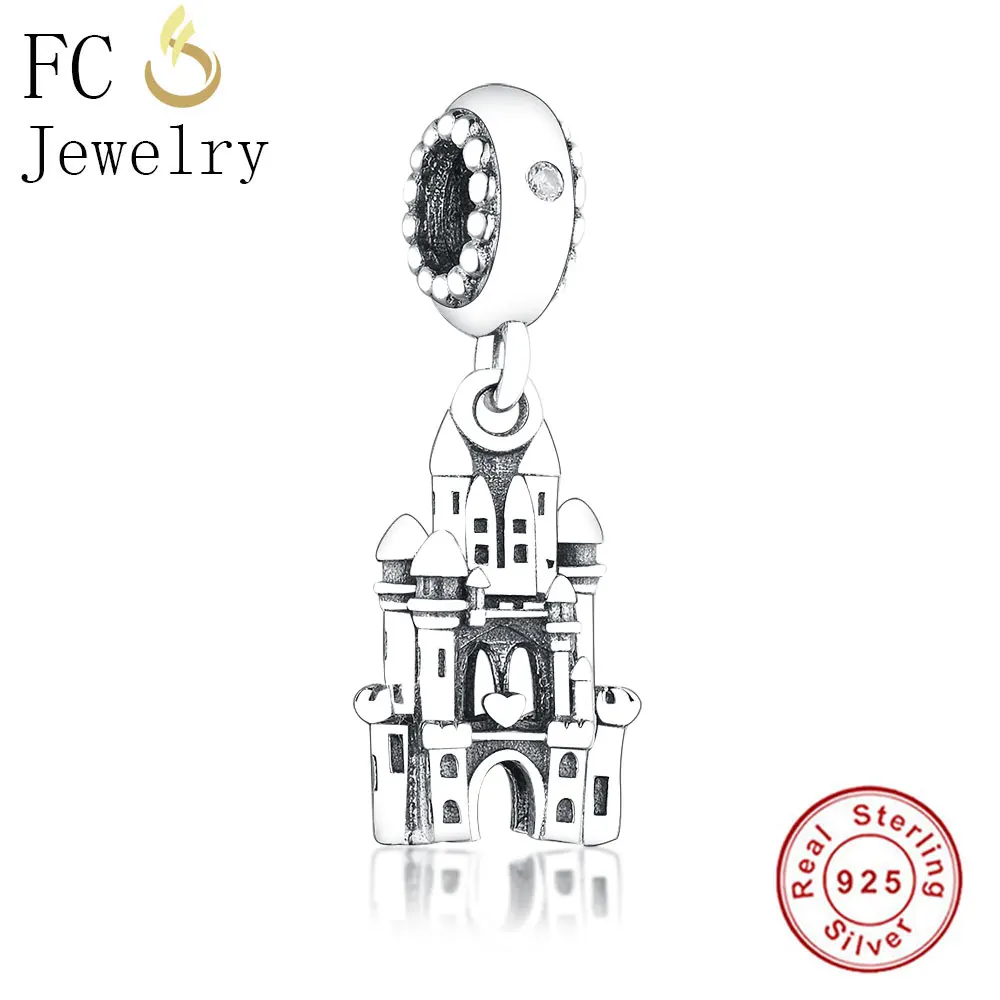 

FC Jewelry Fit Original Brand Charms Bracelet 925 Sterling Silver Antique Regal Castle Bead Pendant Making Christmas Berloque