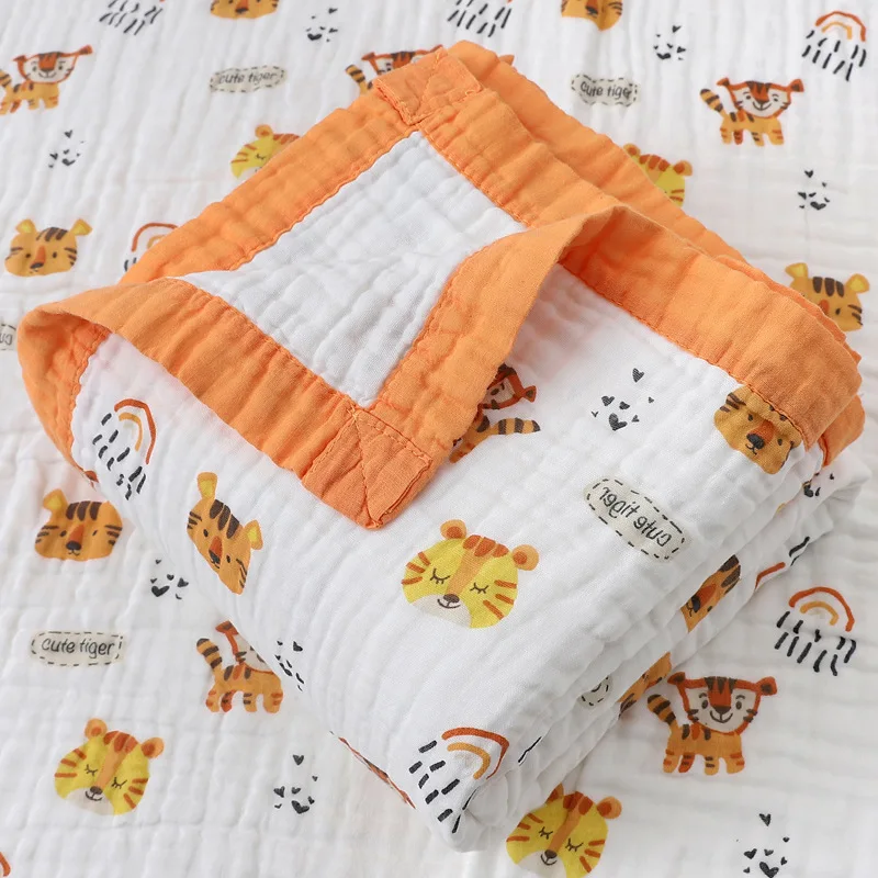 Wide Brimmed Baby Bath Towel Six Layers of Gauze Class A Washed Cotton Wide-brimmed Printed Cotton Gauze Baby Bath Towel cotton gauze children s hooded cloak bath towel swimming bath towel children s facial towel bath towel 3 piece set