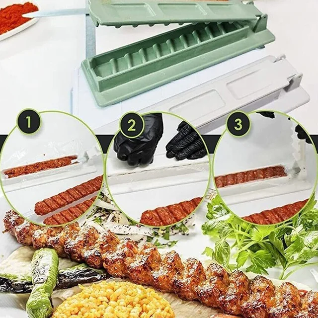 Új Nyárs Kebab Készítő Grill Sztring Box Gép Hús Zöldség Húr Barbecue Konyhai Kiegészítők Bbq Eszköz - Image 5