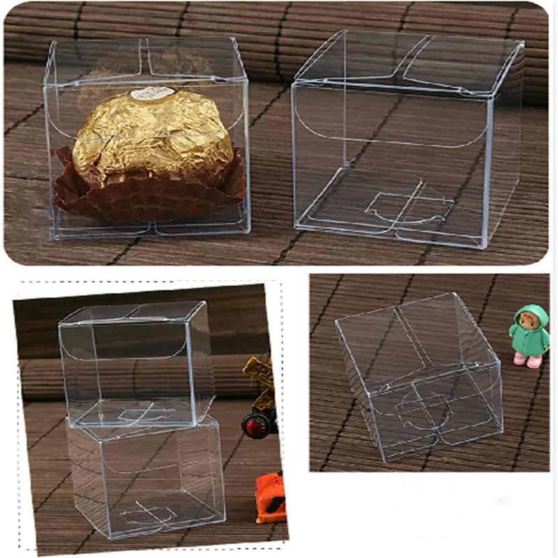 Plastic Gift Box 10pcs Clear PVC Box Packing Wedding/Christmas Favor Chocolate Candy Apple Gift Event Transparent Box/Case