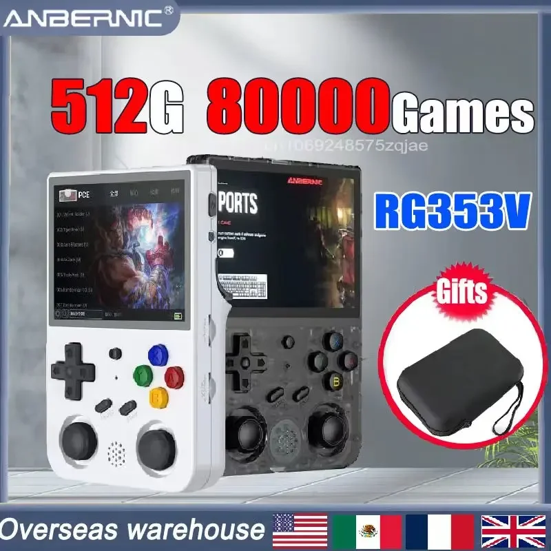 

ANBERNIC RG353V Официальный магазин 3,5 дюймов Android 11 Linux OS Ретро плеер портативный видео игровые консоли 512G N64 PSP подарок