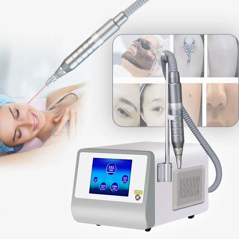 

Factory supply Portable 1064 755 532nm Pico laser Picolaser tattoo removal machine for spot eyeline pigment removal