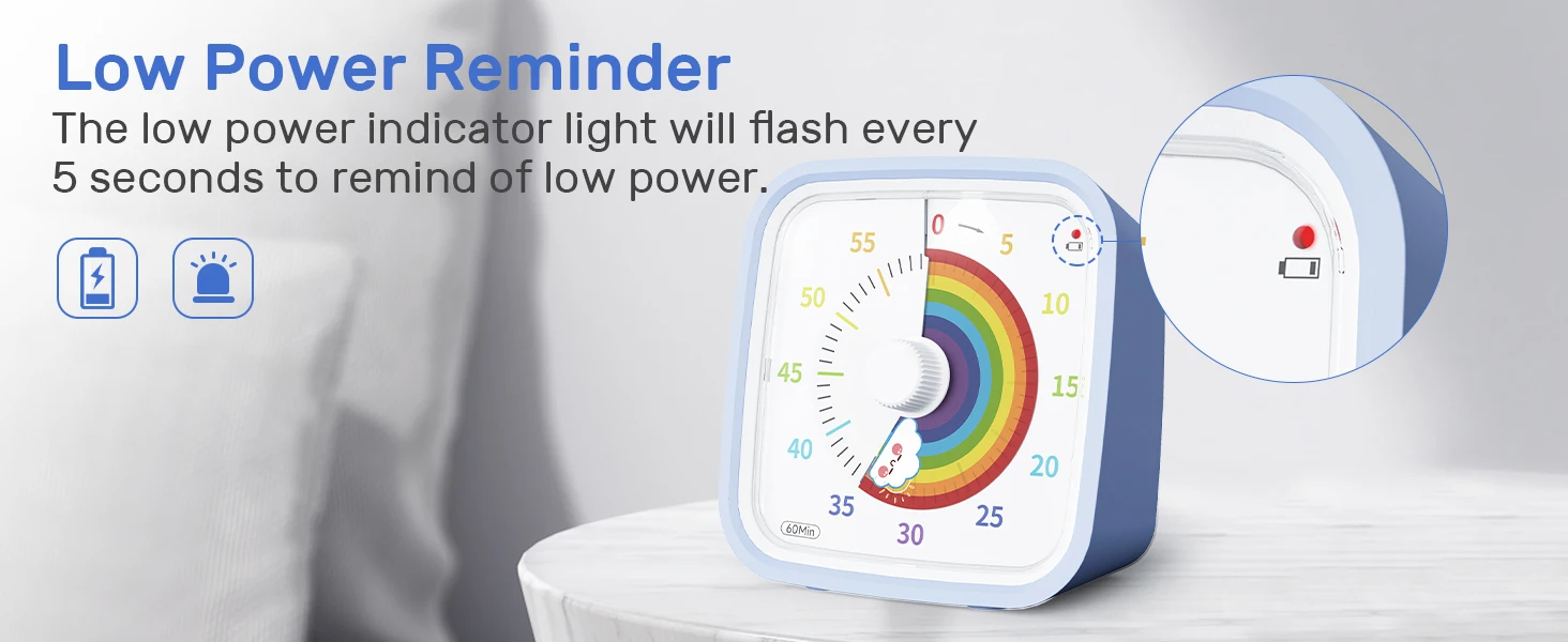Yunbaoit Rainbow Disk Visueller Timer mit Schutzhülle, 60-Minuten-Countdown-Timer für Kinder und Erwachsene – Detail 4