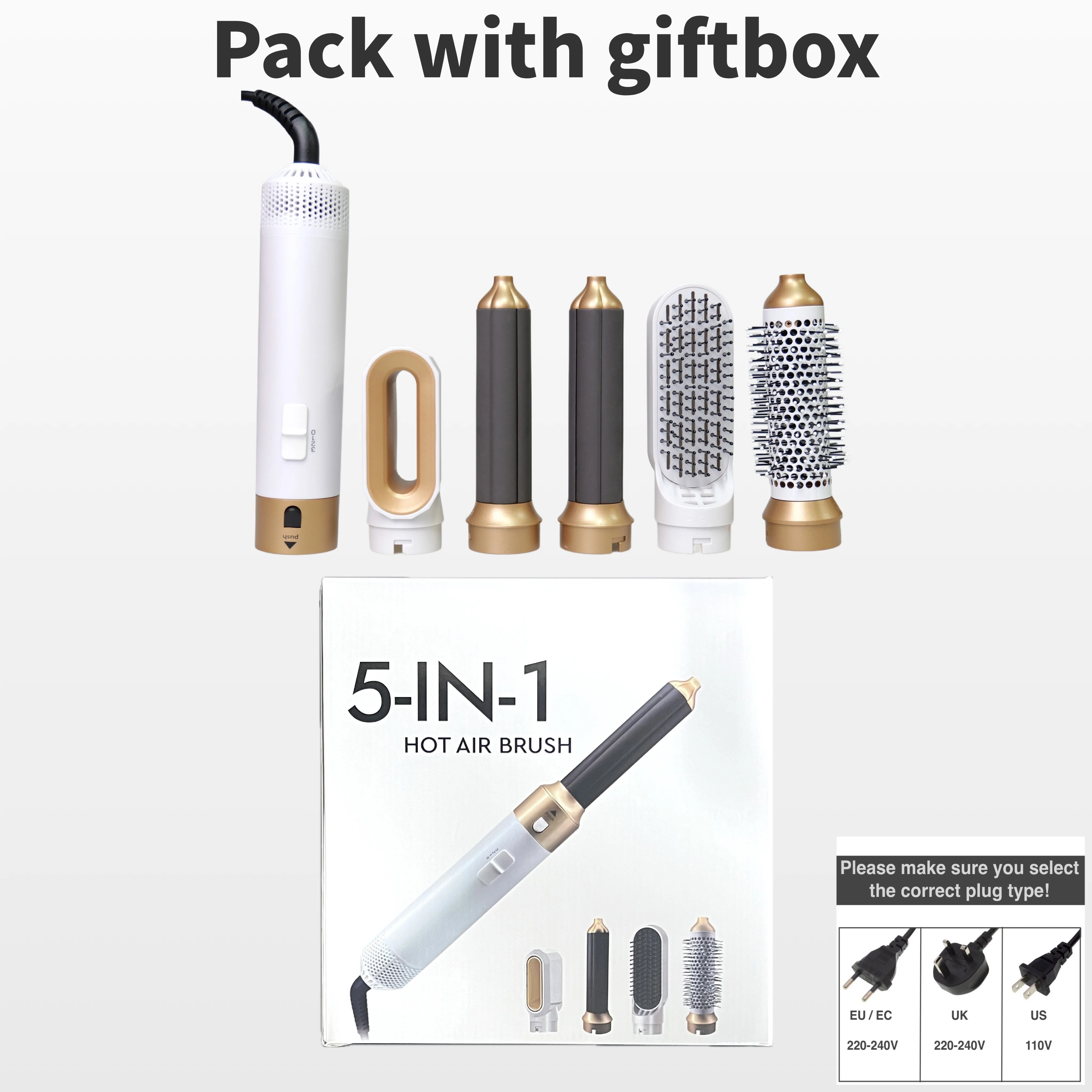 thumbnail image 1 of 5 in1 Hair Dryer For Hair With Curling Iron Hair Straightener With Hair Brush Hairdryer For Hair Dryer Hair Multi Styler, 1 of 5