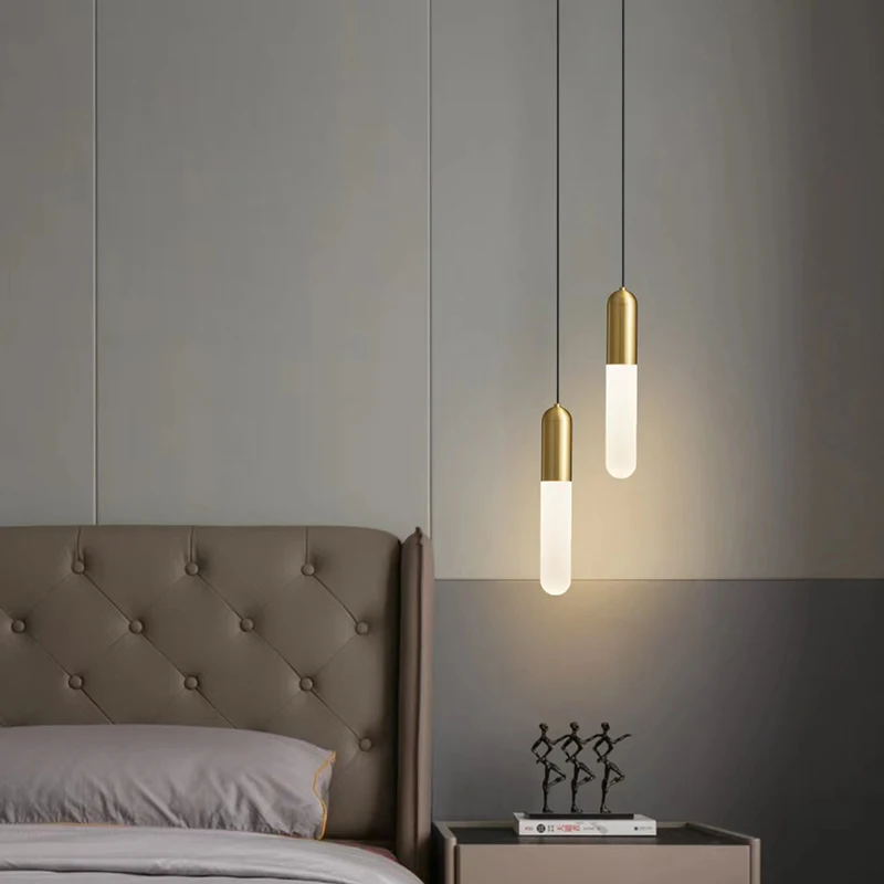 

Modern LED Gold Pendant Lamp for Bedroom Bedside Lighting AC85-265V Long Cable Hanging Suspended Lamp Kitchen Light Fixture