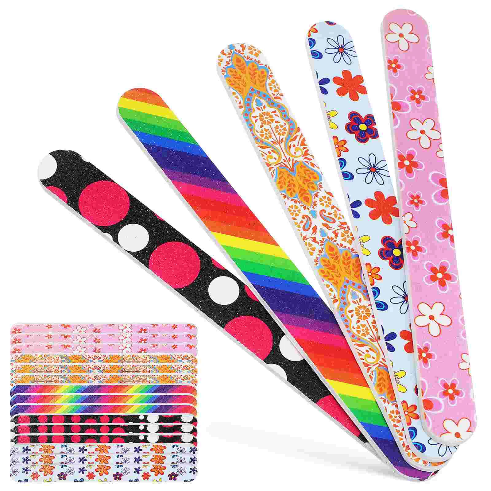 

20 Pcs Manicure Colored Nail File Tools Trimming Files Coarse Miss