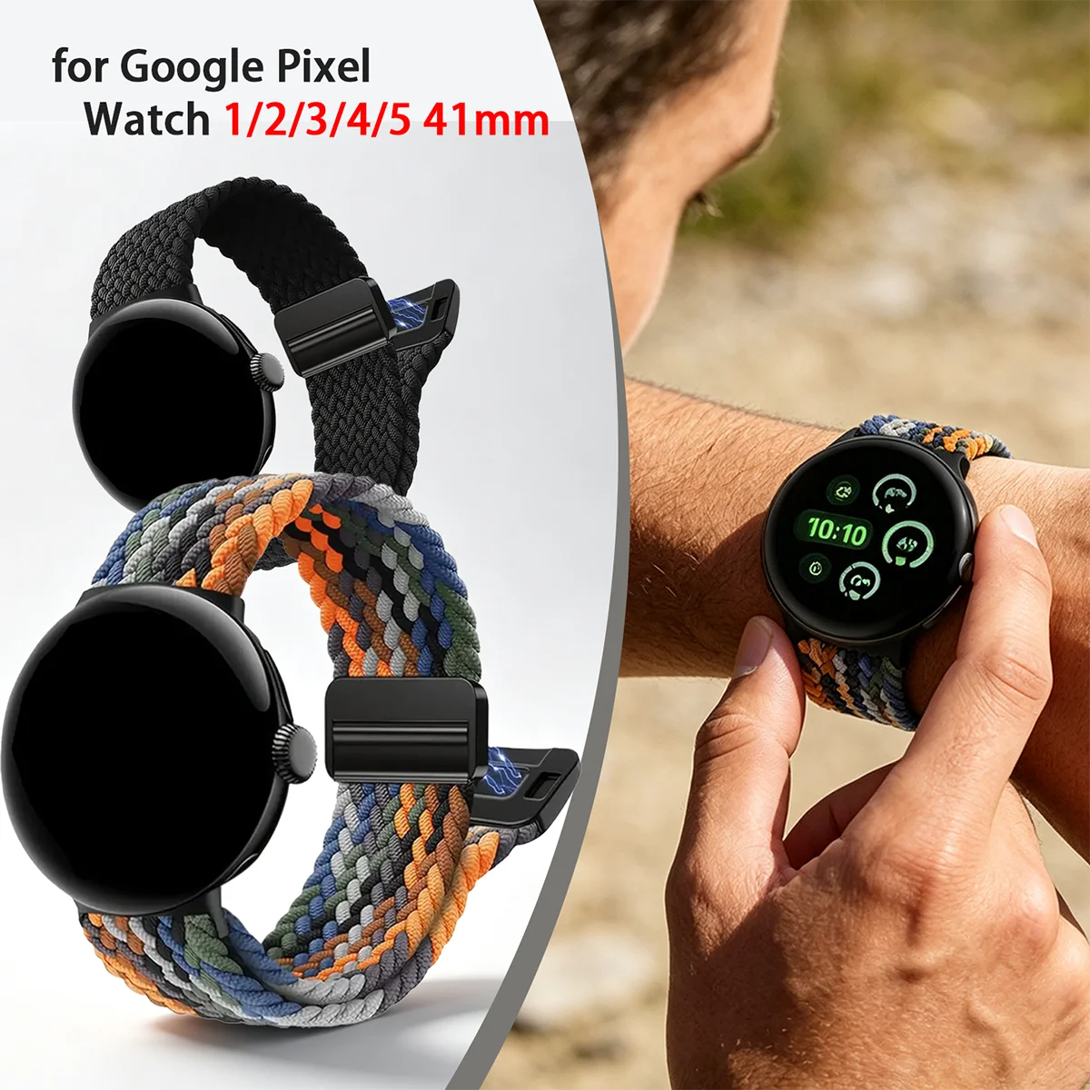 Soft Nylon Sport Bracelet for Google Pixel Watch - Unisex 41mm Strap