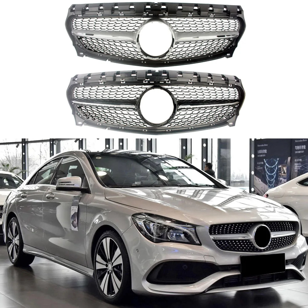

Передний бампер гоночный гриль Заготовка решетка для Mercedes-Benz W117 CLA-Class 2017-2019 алмаз