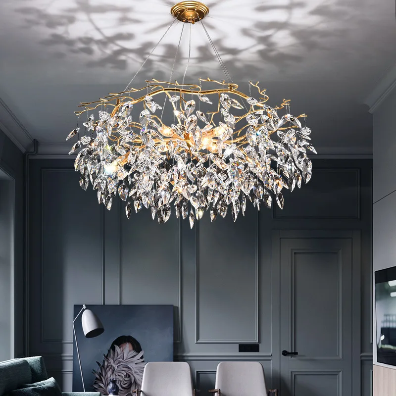 

Modern Gold Crystal Chandelier for Living Room Luster Hanging Lamp Hotel Hall Art Indoor Decor Nordic Luxury Chandelier Lighting