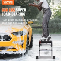 VEVOR Folding Work Platform Aluminum Drywall Stool Ladder Heavy Duty Work Bench w/ Non-Slip Feet for Washing Vehicles Painting 2
