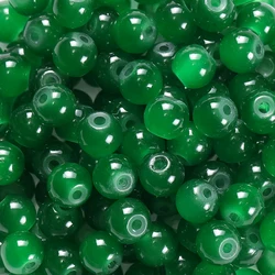 Vibrant 6mm Glass Round Beads - Crafting Essentials - 30pcs (Jade green)