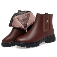 2024 British Style Women Chelsea Boots Square Heel Platform Comfortable Anti-slip Zip Ankle Boots Soft Leather Casual Boots - Image 6