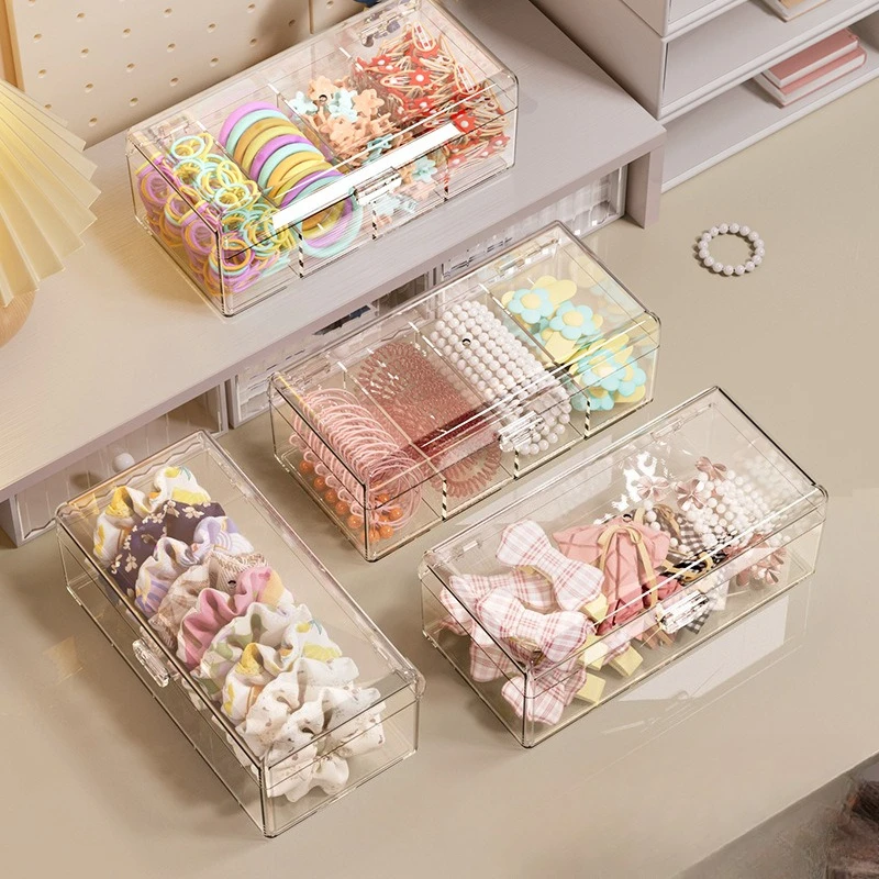 Accessoires: Transparente Haargummis aus Acryl für Haarbänder, Kosmetikaufbewahrungsbox, Schreibtisch-Schmuckorganizer_voghion.com