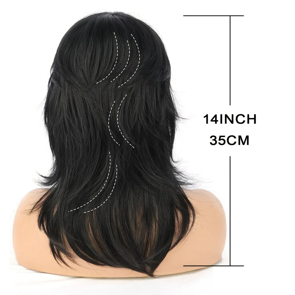 70cm Lange Schwarze Perücke Damen - Synthetikhaar Für Cosplay & Halloween