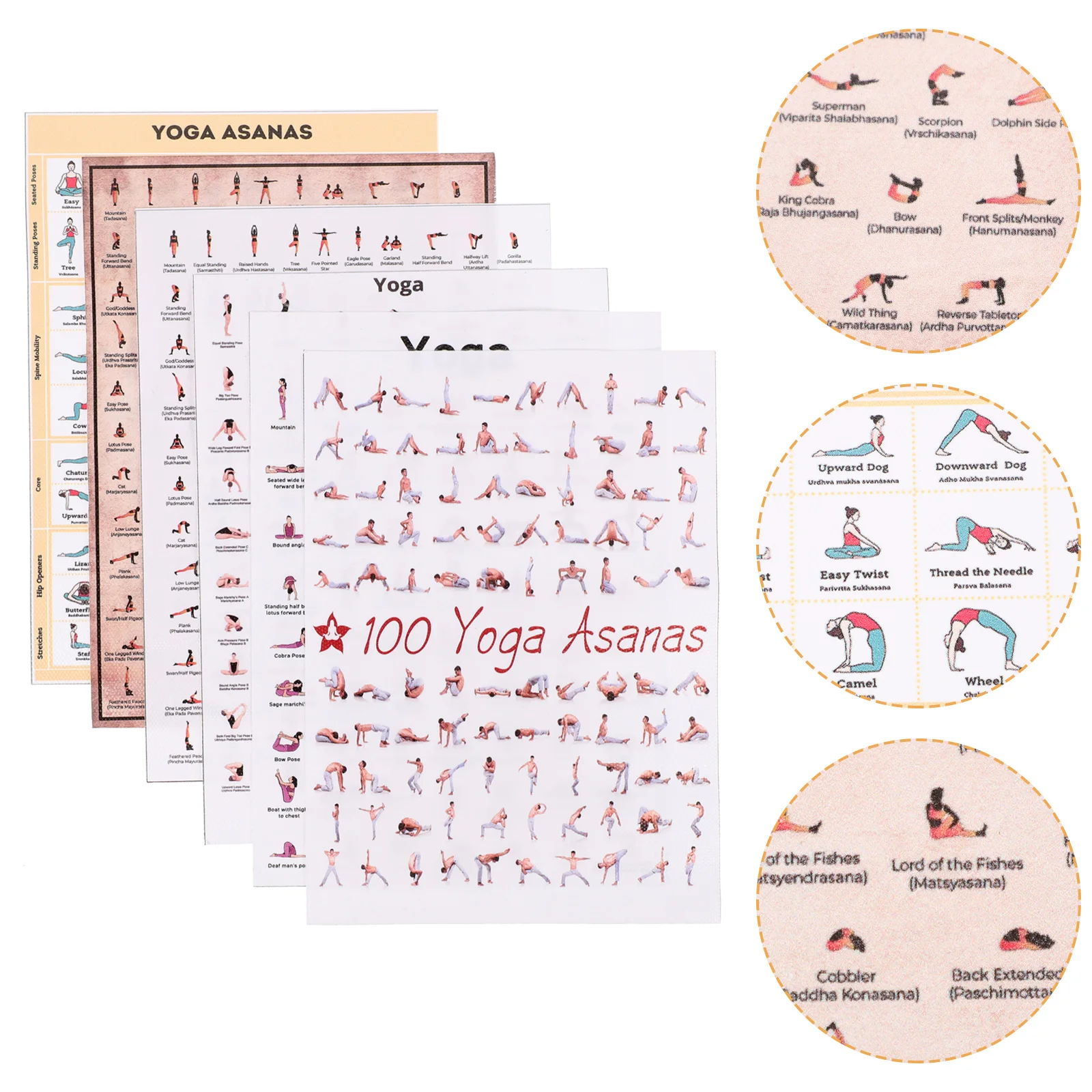 

6 Pcs Decorative Paintings Yoga Poster Vintage Canvas Workout Journal for Women
