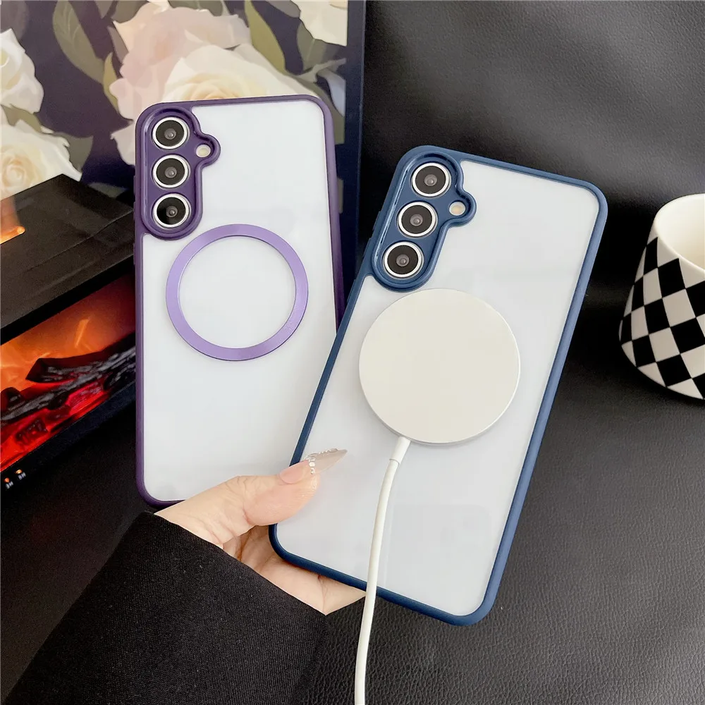 MagSafe-Compatible Clear Armor Magnetic Wireless Charging Phone Case with Hard Acrylic Cover