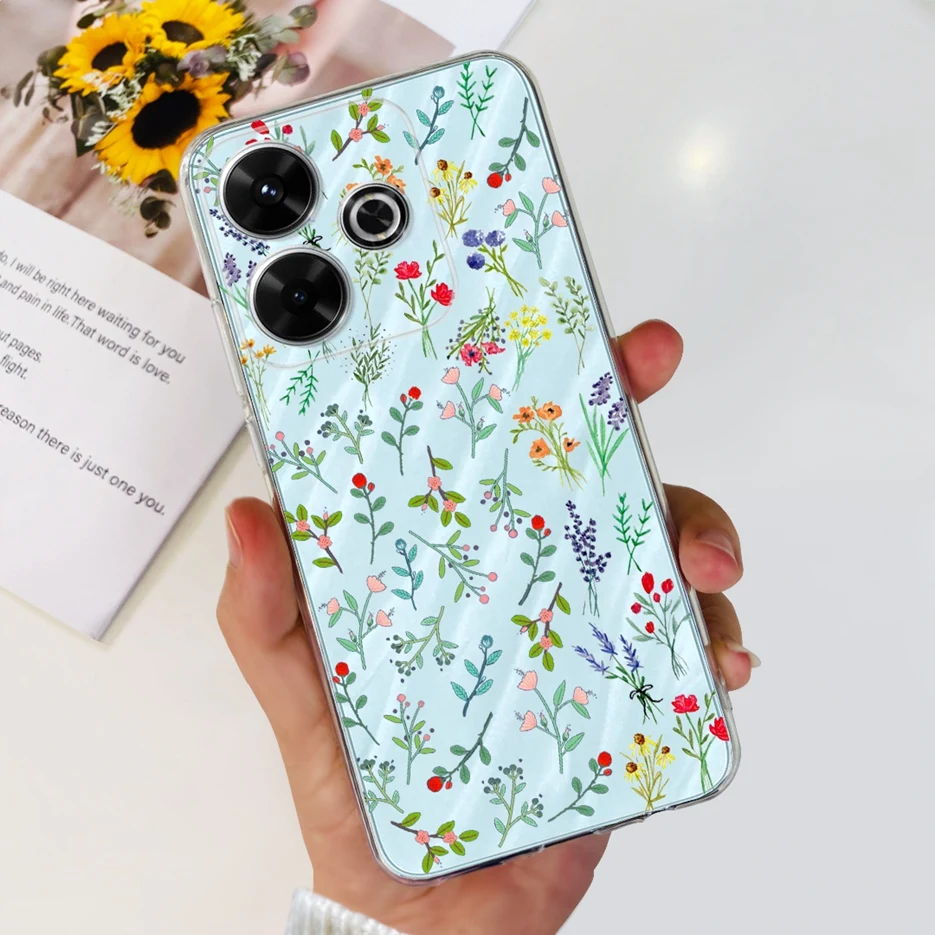 Colorful Flowers Painted Clear Silicone Phone Case - Soft Protective Cover