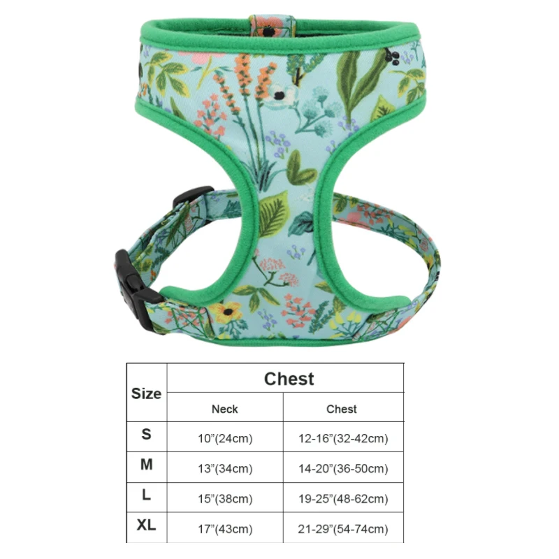 Print Flower Dog Harness Leash Set Forest Floral Pet Puppy Harness Vest Leashes Adjustable for Small Medium Large Dogs Chihuahua 